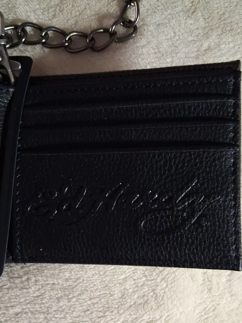 Ed Hardy Black Wallet with Tiger Artwork and Chain